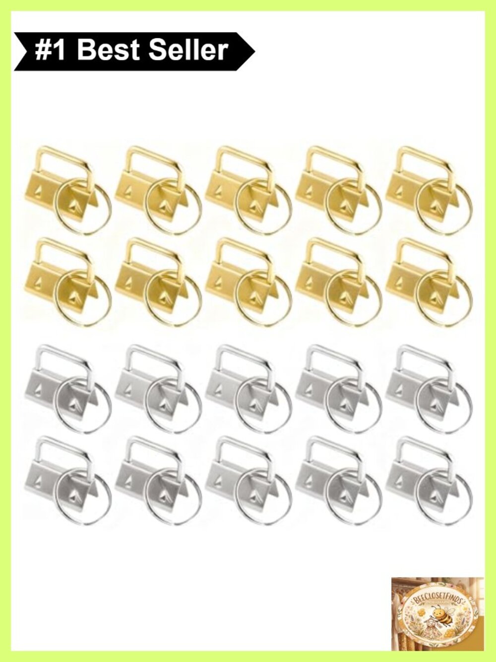 20Pcs 1 Inch Key Fob Hardware Set with Keychain Rings for Bags Wristlets